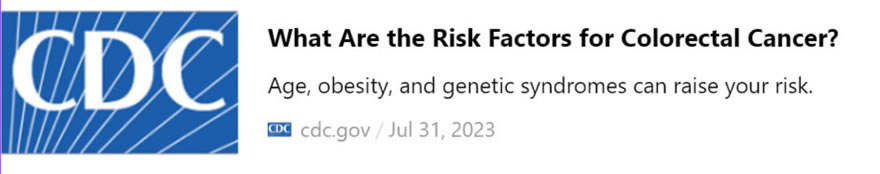 CDC Colon Cancer Risk Factors